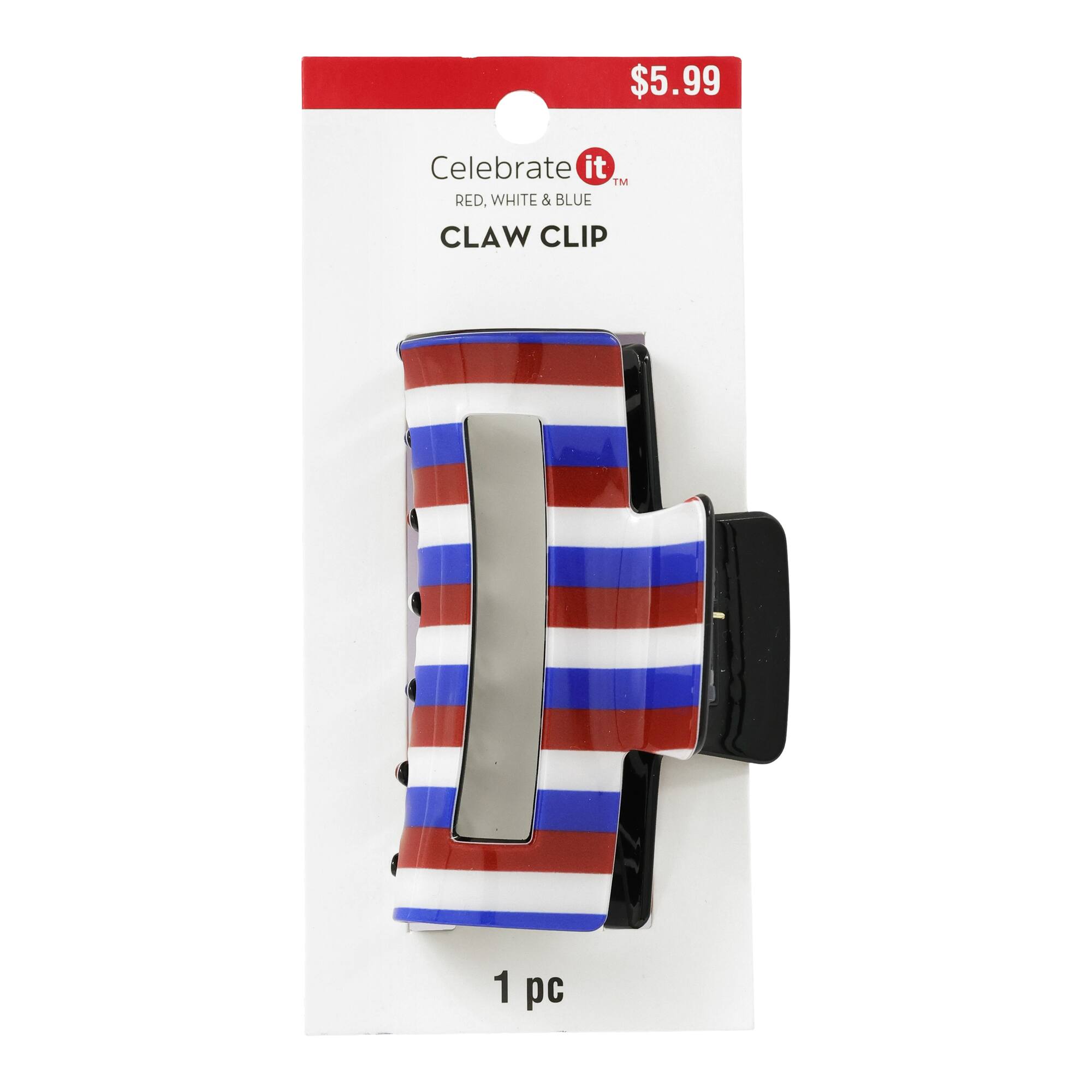 Red, White & Blue Striped Claw Clip by Celebrate It™